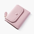 Damen-Kurzgeldbörse in Rosa aus Leder mit Litschistruktur, Druckknopf und Gold-Reißverschluss - Rosa