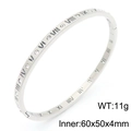 Brazalete ovalado de acero plateado con números romanos y cristales brillantes - Estilo de 4mm de Ancho Con Diamante (KB190304-GC) / Color Acero