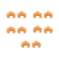 Detail of 10 orange-brown resin croissant pendants with metal jump rings for DIY crafts - 9# Croissant