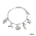Bracciale a graffetta in acciaio argento con ciondoli a conchiglia e delfino - Bracciale Argento (PB926)