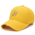 Casquette de baseball classique jaune vif en coton avec la lettre H brodée en gris - Jaune