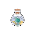 Creative enamel pin featuring a cute green sea turtle inside a clear glass drift bottle - Green Turtle Style (QHXZ896)