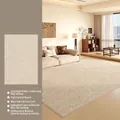 Light beige Farman velvet rug with non-slip silicone base and anti-bacterial finish - Mountain Silk