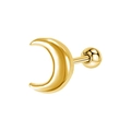 Elegante orecchino a lobo a forma di luna dorata con finitura lucida e chiusura a sfera - 3# Luna Liscia / Oro