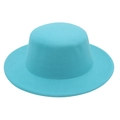 Chapeau canotier bleu ciel en feutre avec bord large et coutures pour femmes et hommes - 6.5cm Largeur de Bord / Dôme Bleu Lac