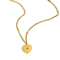 18K gold plated stainless steel heart necklace with green zircon gemstone pendant - May/Emerald Green