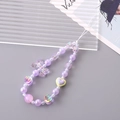 Colgante creativo de cuentas de acrílico morado para móvil con lazo y dije de corazón - Estilo Corazón Lazo (Cadena 22cm) / Morado