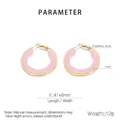 Detailed size parameters of pink resin hoop earrings with golden stainless steel parts - Pink Marble Pattern (KE115530-SP)