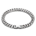 Bracciale a catena cubana in acciaio inossidabile argento lucido con chiusura a scatola - 18cm / Stile C 8mm