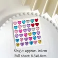 35-piece colorful heart gem stickers for kids' 3D DIY crafts and princess rewards - S Size Mixed Colors (36 Pcs/Sheet)