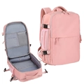 Pink travel backpack with waterproof material and organized interior storage compartments - Pink (Horizontal Single Pull)