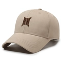 Beige Baumwoll-Baseballkappe mit hochwertiger 3D-Stickerei AN-Logo auf weißem Grund - Einheitsgröße(Einstellbar) / AN Buchstaben Stickerei (K-475) / Dunkelbeige