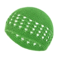 Handmade grass green crochet beanie with hollow knit patterns and a boho aesthetic - Light Green
