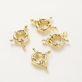 Four gold-plated sailor clasps for DIY jewelry necklaces with a polished metallic finish - 4Pcs (11mm/Hole 2.5mm) / 14K Gold Plated