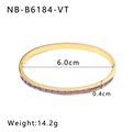Dettagli del bracciale in acciaio dorato con zircone viola e dimensioni del prodotto - Viola (NB-B6184-VT)