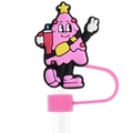 Pink Christmas tree silicone straw topper decoration for 10mm drinking straws - 09 Pink Christmas Tree Character