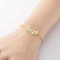 Personalized golden Angel bracelet with gothic lettering and sleek metal chain - 337-Angel