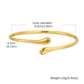 Detail view of gold stainless steel open bangle showing 6.5cm inner diameter and 12g weight - Gold
