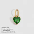 Herzförmiger Smaragd-Geburtsstein-Anhänger aus 14K vergoldetem Edelstahl für DIY-Schmuck - Mai Grün - Gold