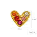 Minimalist gold heart stud earrings with colorful rhinestones in five vibrant shades - Multicolor Rhinestone Heart Stud (YTE2411008-20)