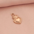 Rose gold heart-shaped pendant with crown and flame design for DIY jewelry making - Rose Gold Heart Pendant