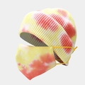 Close-up of tie-dye knit beanie and mask set in vibrant yellow and orange tones - M (56-58cm) / Orange Yellow White Tie-Dye (6#)