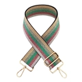 Adjustable colorful striped purse strap with metallic glitter and gold hardware - Rainbow Style 5 + Gold Buckle