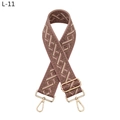 Macro view of vintage jacquard strap in pink and brown with gold metal lobster clasps - Flesh Pink