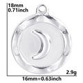 Silberner Edelstahl-Rundanhänger mit Halbmond-Motiv für DIY-Schmuckherstellung - Mond Stern - Silber