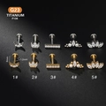 Titanium G23 labret stud set with moon and zircon shapes for piercings 1.2x8mm - Moon / Silver