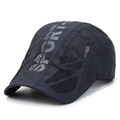 Béret de sport noir pour hommes en maille respirante avec lettrage gris sur le côté - Réglable / Bleu marine
