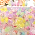 Cute glowing cartoon bottle keychains in various colors with heart shaped hooks - Mixed Random