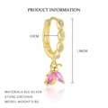 Orecchini a cerchio in argento 925 con pendente ape oro e zirconi rosa e bianchi - E4889-Orecchini a Cerchio Ape/Paio / Oro/Rosa