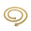 Collana a catena cubana lucida in acciaio inossidabile placcato oro 18k con chiusura a scatto - Larghezza 9mm (KN202116-Z)