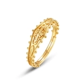 Verstellbarer goldener Vintage-Ring mit Kreuzrelief und perlenbesetzten Kanten - Einstellbar Offen / 10K Gold + Elektrophoretischer Lack