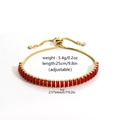 Adjustable tennis bracelet with red rectangular zircons and gold-plated chain finish - Red Rectangular Zirconia Adjustable Bolo Bracelet (Style 6)