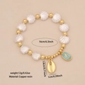 Beaded shell bracelet with golden conch and seahorse pendant in 18K gold plated copper - Conch Seahorse Style (6#)