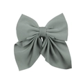 Elegant large grey fabric bow hair clip with textured school style for women - Gray