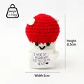 Handmade crochet red mushroom plush with positive card, 8.5cm knit desk decor - Red Mushroom With White Dots I Card