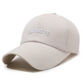 Casquette de baseball en coton beige avec broderie CREATIVE blanche et longue visière - Réglable / Kaki