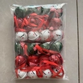 Christmas star bells set in red and white dots with plaid ribbon in clear packaging - Mixed Polka Dot / 24pcs/bag