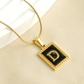 18K gold plated snake chain with black rectangle pendant featuring a 3D letter D - Letter D