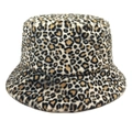 Dettaglio cappello alla pescatora leopardato in finta pelliccia per l'inverno - M(56-58cm) / Beige