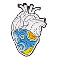 Starry Night anatomical heart enamel brooch pin in blue and yellow colors - Artistic Starry Night Heart Style (xz2196)