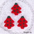 Lot de 3 suspensions sapin de Noël en feutre rouge avec pois verts et coutures blanches - Sapin de Noël - Rouge / Ensemble de 3