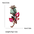 Elegante spilla a rosa retrò con strass colorati e base dorata, guida alle taglie 9 cm - Colorato
