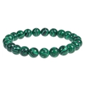 Malachite green stone beaded bracelet with signature circular patterns and 8mm round beads - Malachite Bracelet