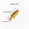 Golden fish pendant dimensions 24mm length by 7.8mm width with 2.8g weight specifications - Fish 4