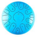 Blue 8-note steel tongue drum in minimalist circular metal design on white background - Sky Blue - Maple Leaf (12 Inch 15 Notes)