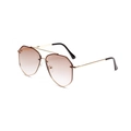 Lunettes aviateur rétro avec monture dorée et verres dégradés marron élégants - Thé Dégradé